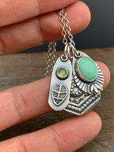 Load image into Gallery viewer, “I dig it” Turquoise and Tourmaline Plant Pun Charm Set