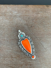 Load image into Gallery viewer, Roserita Turquoise and Carnelian sacred heart pendant