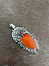 Load image into Gallery viewer, Orange rosarita Sacred Heart pendant