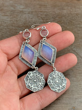 Load image into Gallery viewer, Opalite and clear Quartz earrings