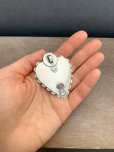 Load image into Gallery viewer, Plume agate and fire opal Sacred Heart pendant