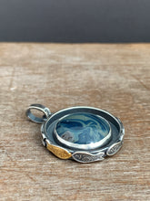 Load image into Gallery viewer, Swirly Leland blue fish parable pendant