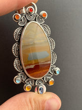 Load image into Gallery viewer, Polychrome jasper, carnelian, topaz, citrine and kyanite medallion