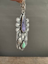 Load image into Gallery viewer, Tanzanite and turquoise Shield pendant