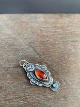 Load image into Gallery viewer, Owl pendant #9 Hessonite Garnet and Blue Topaz