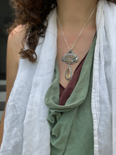 Load image into Gallery viewer, Faceted Scapolite with fossilized mammoth, and dendritic agate