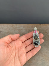Load image into Gallery viewer, Mercedes concretion, Septarian concretion, and Garnet Shield pendant