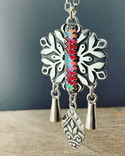 Load image into Gallery viewer, Large Jingly Candy Cane Snowflake Pendant