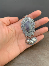 Load image into Gallery viewer, Kammererite with amethyst and jingles necklace