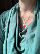 Load image into Gallery viewer, Rosarita and turquoise Sacred Heart Pendant