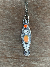 Load image into Gallery viewer, Owl pendant #12 - Opal and carnelian