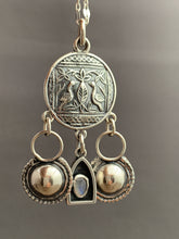 Load image into Gallery viewer, Bird medallion with handmade bells and a tiny moonstone shrine