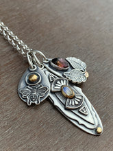 Load image into Gallery viewer, Rainbow moonstone and tourmaline charm collection with 22k gold and 18k gold accent