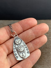 Load image into Gallery viewer, Sterling silver Owl crescent moon pendant