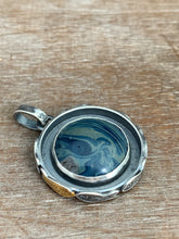 Load image into Gallery viewer, Swirly Leland blue fish parable pendant