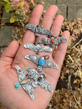 Load image into Gallery viewer, Owl pendant with carnelian and garnets