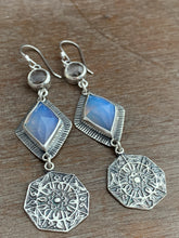 Load image into Gallery viewer, Opalite and clear Quartz earrings