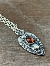 Load image into Gallery viewer, Owl pendant #13 - Tourmaline and Rainbow Moonstone