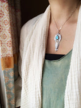 Load image into Gallery viewer, Egyptian turquoise and rainbow moonstone pendant