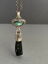 Load image into Gallery viewer, Labradorite and black tourmaline crystal necklace