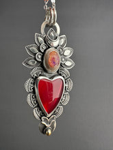 Load image into Gallery viewer, Red Roserita and Opal Sacred Heart Pendant
