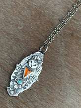 Load image into Gallery viewer, Owl pendant #4 - Hessonite Garnet and Amazonite