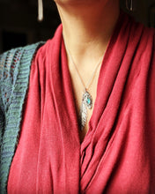 Load image into Gallery viewer, Cast Feather and Apatite Bird Charm