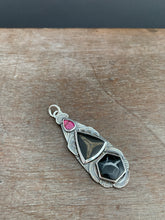 Load image into Gallery viewer, Mercedes concretion, Septarian concretion, and Garnet Shield pendant