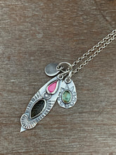 Load image into Gallery viewer, Tourmaline and Garnet Leafy Charms