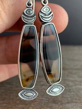 Load image into Gallery viewer, Montana agate eye and moon earrings