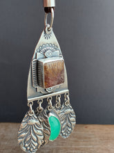 Load image into Gallery viewer, Cacoxenite and Chrysoprase Jingly Necklace