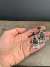 Load image into Gallery viewer, Montana agate, Smokey Quartz, and Larimar earrings