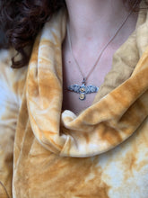 Load image into Gallery viewer, Large golden sun and eye stamped bird pendant