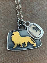 Load image into Gallery viewer, Dendritic agate and gold Lion Charm set