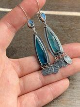 Load image into Gallery viewer, Apatite and moonstone earrings with dangling dots