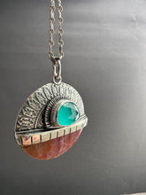 Load image into Gallery viewer, Snakeskin carnelian and amazonite medallion
