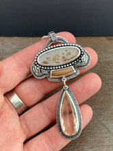 Load image into Gallery viewer, Faceted Scapolite with fossilized mammoth, and dendritic agate