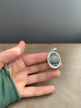 Load image into Gallery viewer, Grey moonstone double sided dragon egg medallion