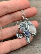 Load image into Gallery viewer, Botswana Agate, Peach moonstone, and Tanzanite Charms