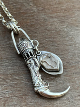 Load image into Gallery viewer, Cast owl talon and crystal pendant
