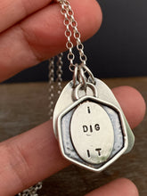 Load image into Gallery viewer, “I dig it” Turquoise and Tourmaline Plant Pun Charm Set