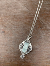 Load image into Gallery viewer, Aquamarine “ice” crystal charm pendant