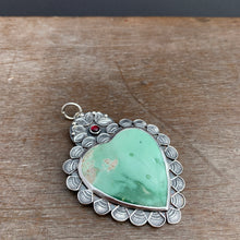 Load image into Gallery viewer, Variscite and tourmaline Sacred Heart pendant