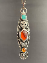 Load image into Gallery viewer, Owl pendant #5 Amazonite, Hessonite Garnet, and Citrine