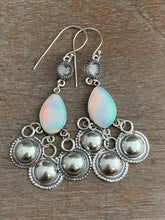 Load image into Gallery viewer, Man made Opal and Quartz earrings