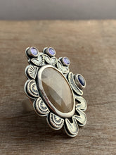 Load image into Gallery viewer, Large sapphire and kyanite statement ring Size 7.5