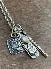 Load image into Gallery viewer, Moonstone plant pun “you grow girl” charm necklace set