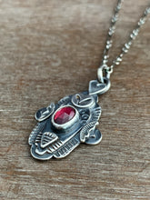 Load image into Gallery viewer, Owl pendant #7 - rhodolite garnet