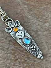 Load image into Gallery viewer, Owl pendant #15 - Blue Topaz, and Citrine