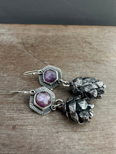 Load image into Gallery viewer, Sapphire and cedar cone earrings
